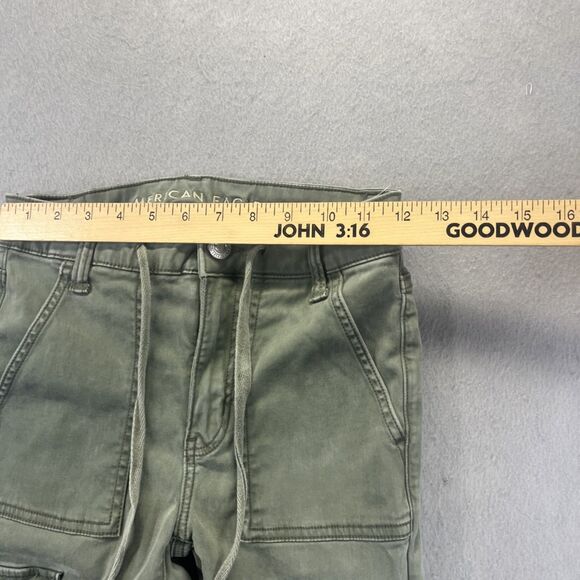 American Eagle Cargo Pants Womens Size 2 Green Super Stretch High Rise Jegging - Picture 7 of 12